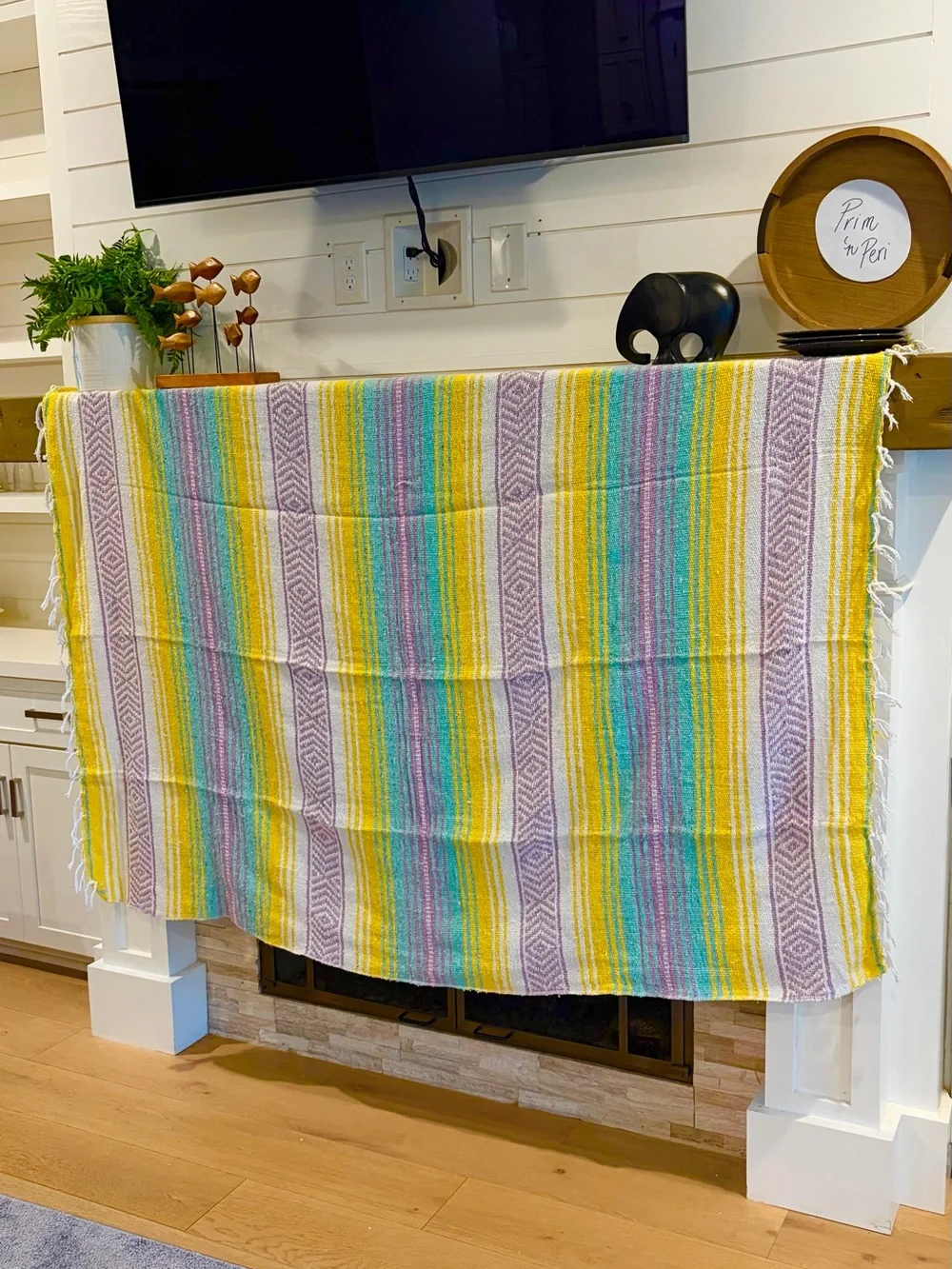 Mexican Falsa Blanket – Woven Striped Serape Throw with Fringe
